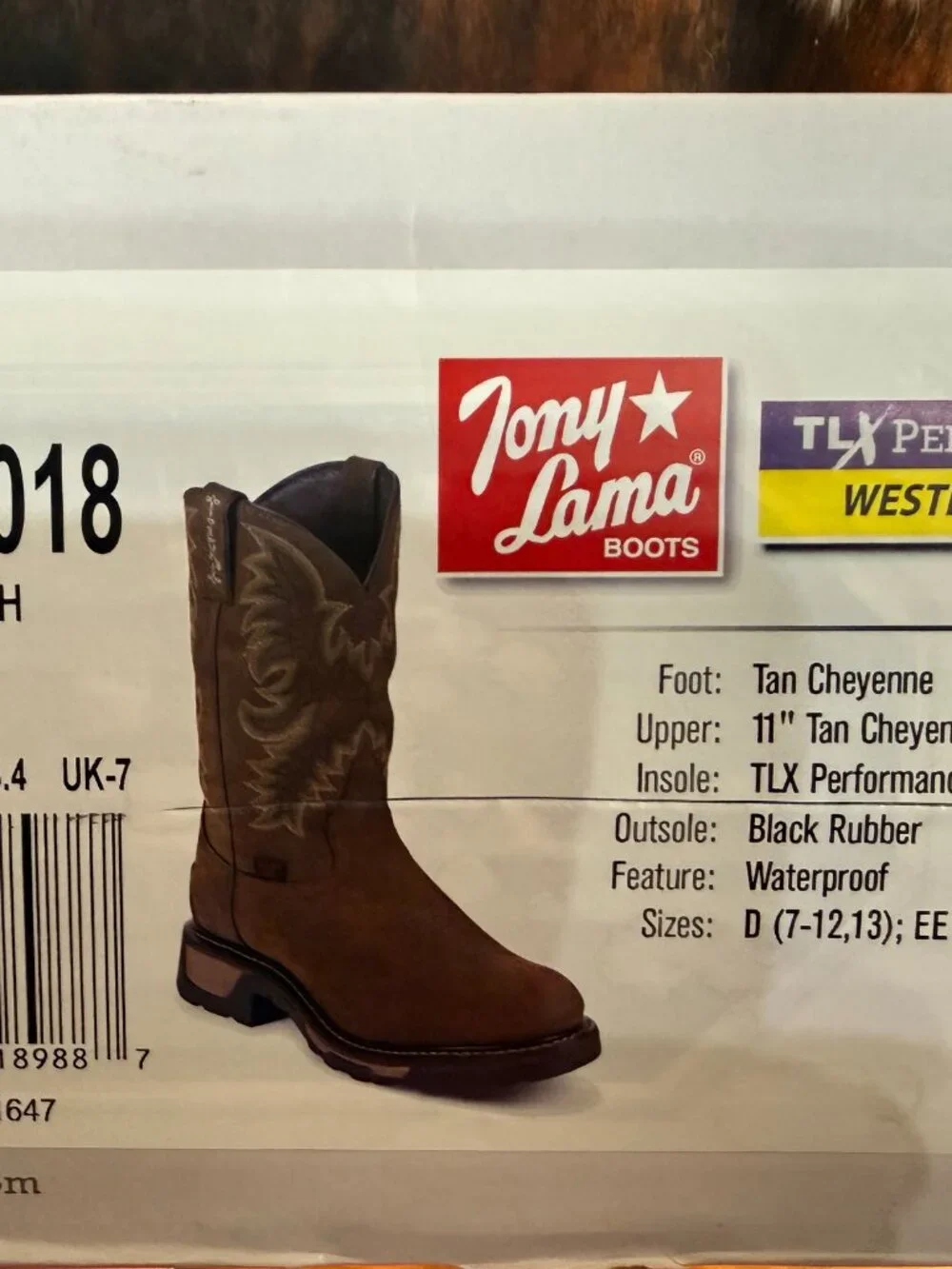 Tony Lama Men’s Waterproof Tan Cheyenne Leather Boot TW1018 Size 8 - NEW IN BOX